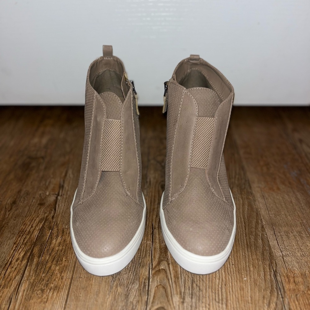 Taupe Women's Slip-On Ankle Boots